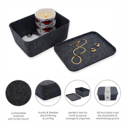 Deep Lidded storage bin medium size