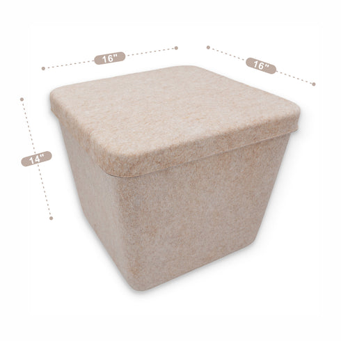 Welaxy large felt lidded hide storage basket multi-use as seating footrest coffee table