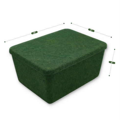 Lidded storage bin for pantry closet shelf cabinet desktop medeium size