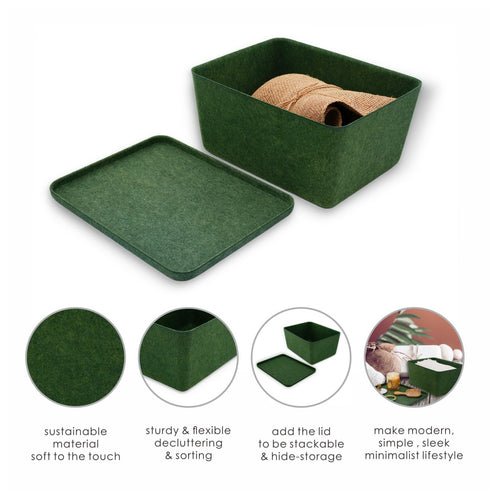 Lidded storage bin for pantry closet shelf cabinet desktop medeium size