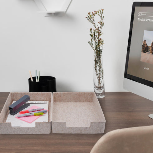 2-piece Stackable Desk Drawer Organizer Trays