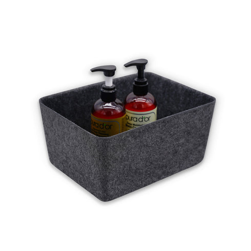 Lidded storage bin for pantry closet shelf cabinet desktop medeium size