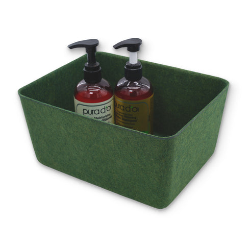 Lidded storage bin for pantry closet shelf cabinet desktop medeium size