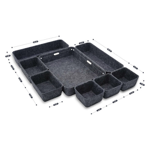 8 Piece Desk Drawer Organizer Trays