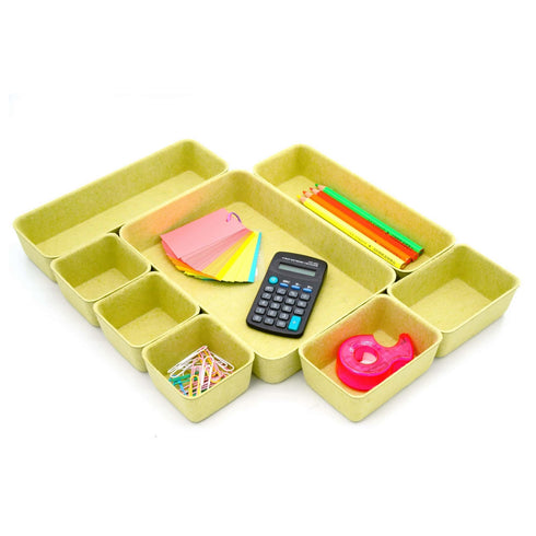 8 Piece Desk Drawer Organizer Trays