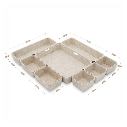 8 Piece Desk Drawer Organizer Trays