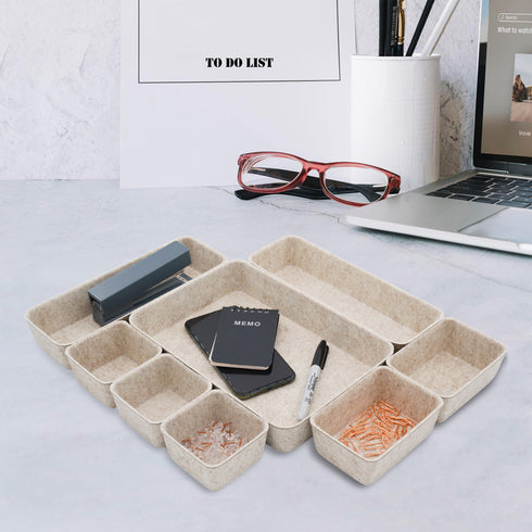 8 Piece Desk Drawer Organizer Trays