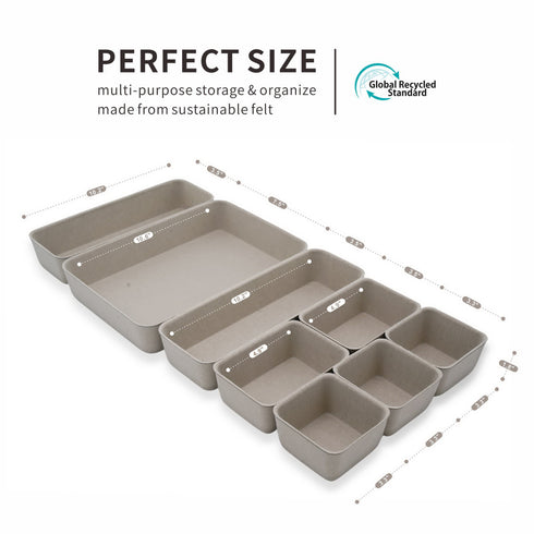 8 Piece Desk Drawer Organizer Trays
