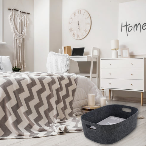 Felt Sleek Open Storage Bin Basket with handles