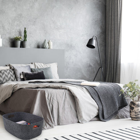 Felt Sleek Open Storage Bin Basket with handles