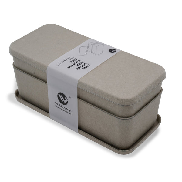 Hide Storage stackable Lidded drawer organizer bin desktop long shape