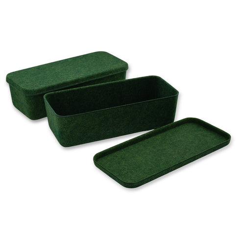 Hide Storage stackable Lidded drawer organizer bin desktop long shape