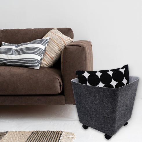 Welaxy large tall rolling felt storage basket with wheels