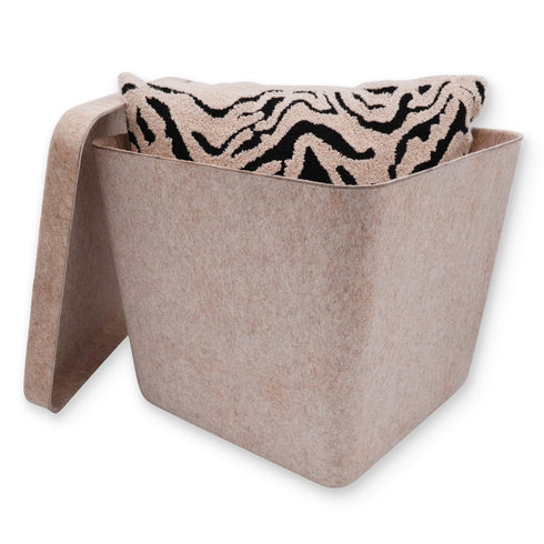 Welaxy large felt lidded hide storage basket multi-use as seating footrest coffee table