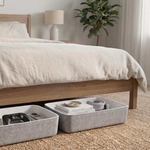 Lidded Hide Storage Felt bin underbed basket