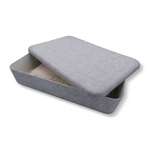 Lidded Hide Storage Felt bin underbed basket
