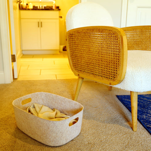 Felt Sleek Open Storage Bin Basket with handles