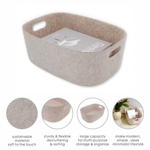 Felt Sleek Open Storage Bin Basket with handles