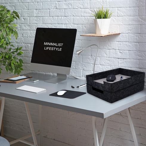 2-piece Stackable Desk Drawer Organizer Trays