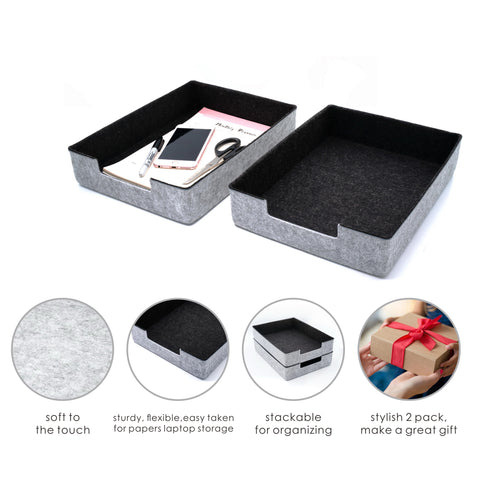 2-piece Stackable Desk Drawer Organizer Trays