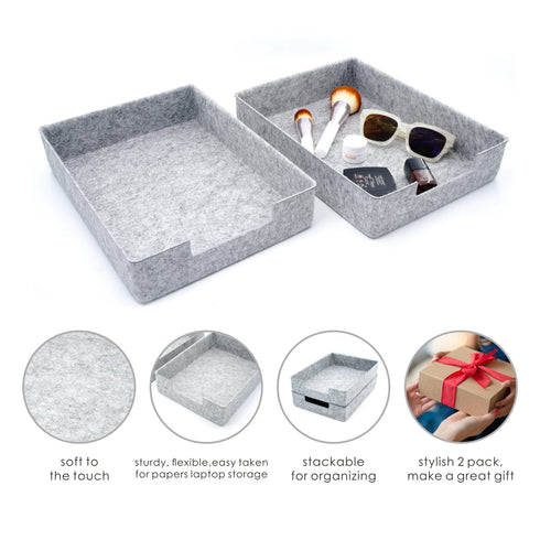 2-piece Stackable Desk Drawer Organizer Trays