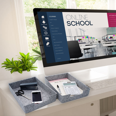 2-piece Stackable Desk Drawer Organizer Trays