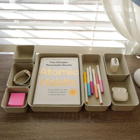 8 Piece Desk Drawer Organizer Trays
