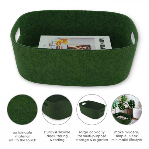 Felt Sleek Open Storage Bin Basket with handles