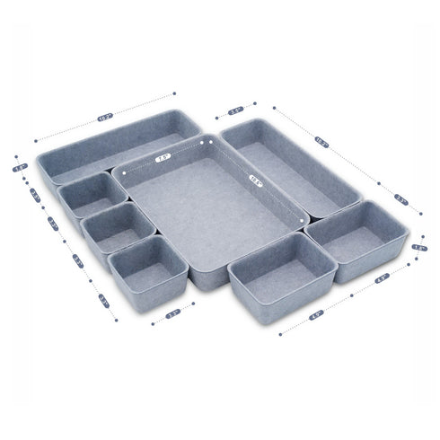 8 Piece Desk Drawer Organizer Trays