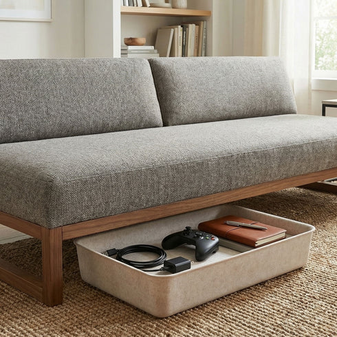 Lidded Hide Storage Felt bin basket stackable and underbed