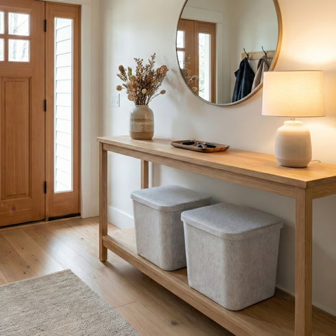 Lidded Hide Storage Felt bin basket stackable and underbed