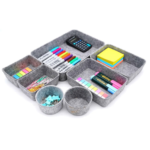 Welaxy Gray Welaxy Drawer organizers trays felt storage bins Gifts pack 7-pieces circles