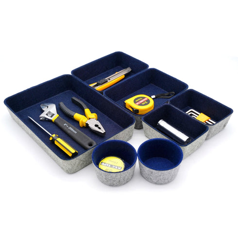 Welaxy Navy Welaxy Drawer organizers trays felt storage bins Gifts pack 7-pieces circles