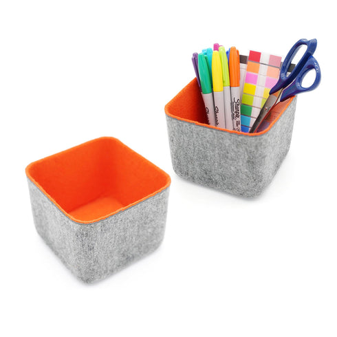 Welaxy Orange Welaxy Office drawer organizers box 2-piece stylish simple cute storage bins