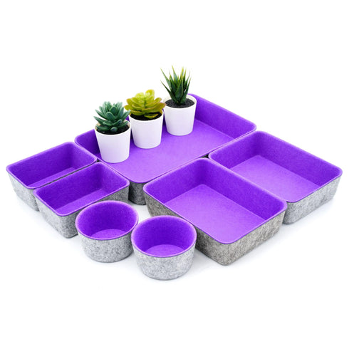 Welaxy Purple Welaxy Drawer organizers trays felt storage bins Gifts pack 7-pieces circles