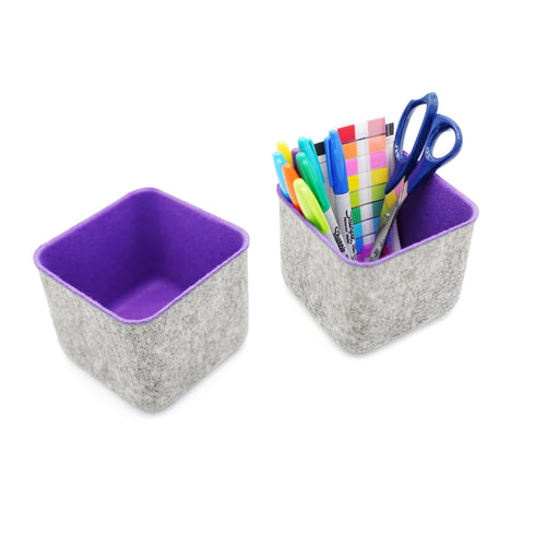 Welaxy Purple Welaxy Office drawer organizers box 2-piece stylish simple cute storage bins