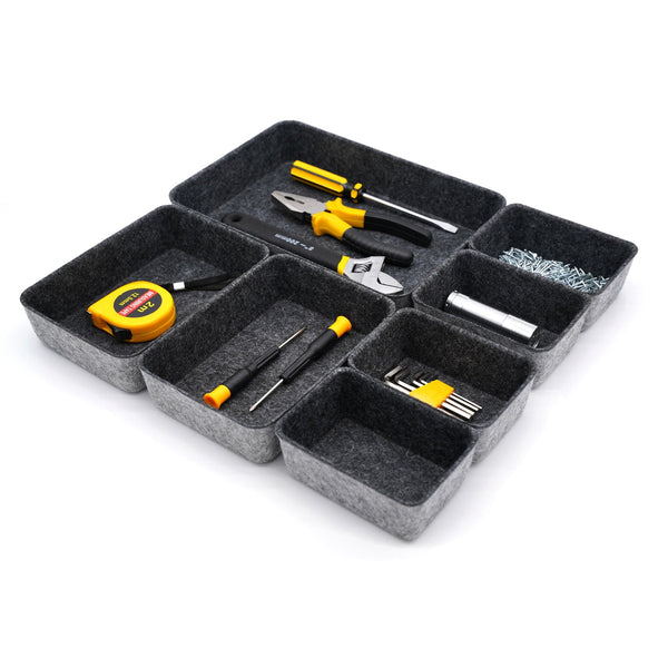 Welaxy storage & organize Charcoal Welaxy Office drawer organizers trays 7-piece rectangular