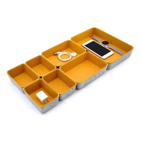 Welaxy storage & organize Curry Welaxy Office drawer organizers trays 7-piece rectangular