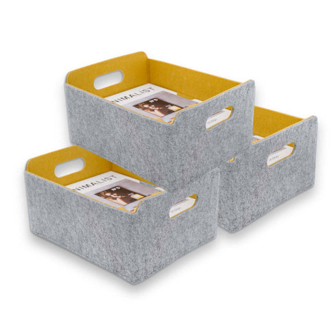 Welaxy storage & organize Curry x 3 Welaxy Storage Baskets 3-piece Collapsible Felt Storage bin Foldable Shelf