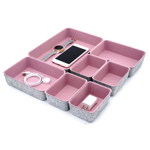 Welaxy storage & organize Dusty Rose Welaxy Office drawer organizers trays 7-piece rectangular