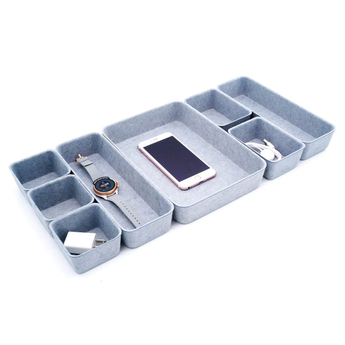 Welaxy storage & organize Glacier gray Welaxy Drawer organizers bins trays catchall tray gift idea 8-piece rectangular