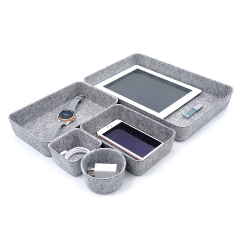 Welaxy storage & organize Gray Welaxy 5-piece Office Desk Drawer Organizer Trays Paper Letter trays Document File Papers Magazines Sorter round