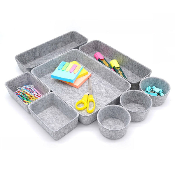 Welaxy storage & organize Gray Welaxy 8-piece Office supplies Drawer organizers trays storage bins circles