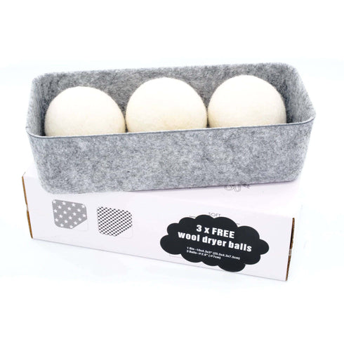Welaxy storage & organize Gray Welaxy Deep felt storage box with 3-piece XL Size Organic Premium New Zealand nature wool dryer balls Fabric Softener for laundry prevent wrinkles reduce static