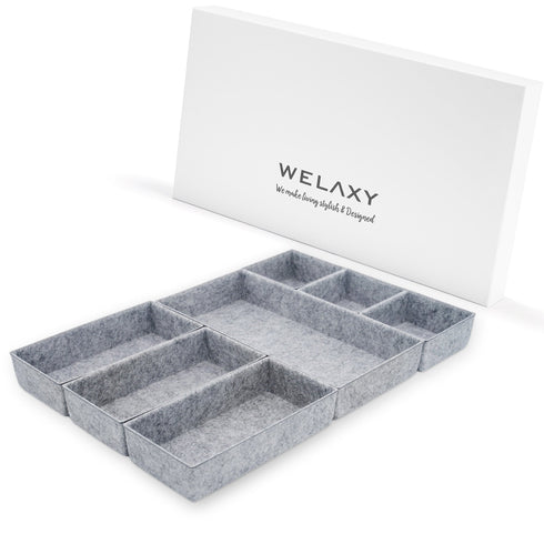 Welaxy storage & organize Gray Welaxy Deluxe drawer organizers multi-purpose storage Catchall Tray Counter trays luxury gifts 7-piece Style D