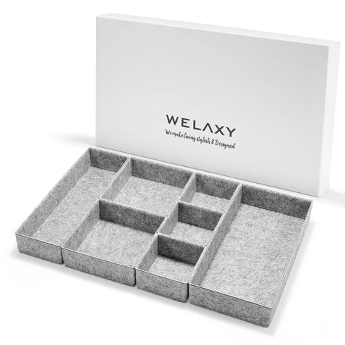 Welaxy storage & organize Gray Welaxy Deluxe drawer organizers trays 7-piece Style B