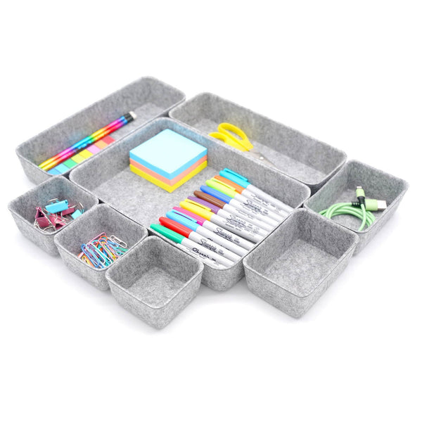 Welaxy storage & organize Gray Welaxy Drawer organizers bins trays catchall tray gift idea 8-piece rectangular