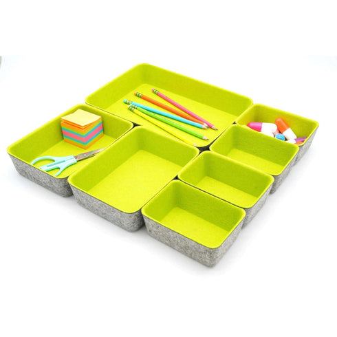 Welaxy storage & organize Green Welaxy Office drawer organizers trays 7-piece rectangular