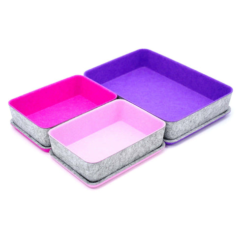 Welaxy storage & organize light pink + hot pink + purple Welaxy Lidded drawer organizer bins home offie work desktop storage box with lids 3- pack