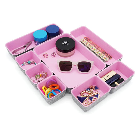 Welaxy storage & organize light pink Welaxy Drawer organizers bins trays catchall tray gift idea 8-piece rectangular
